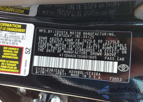 2025 Toyota Camry Se from USA, damaged, VIN 4T1DAACK1SU601605